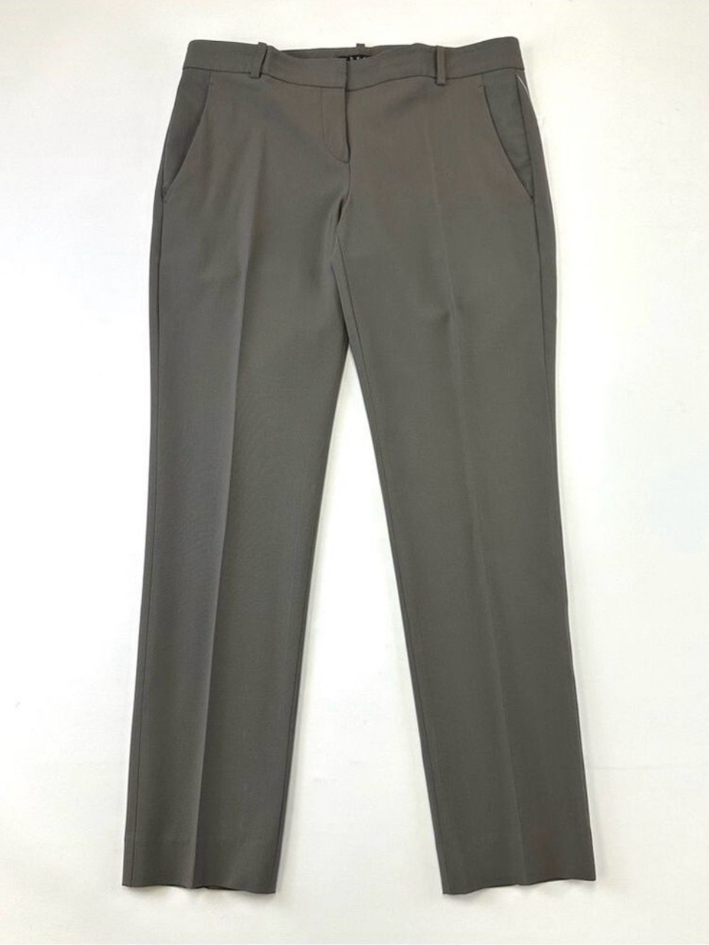 Theory taupe grey wool trousers Womens Size 6 mid-low rise slim straight Office